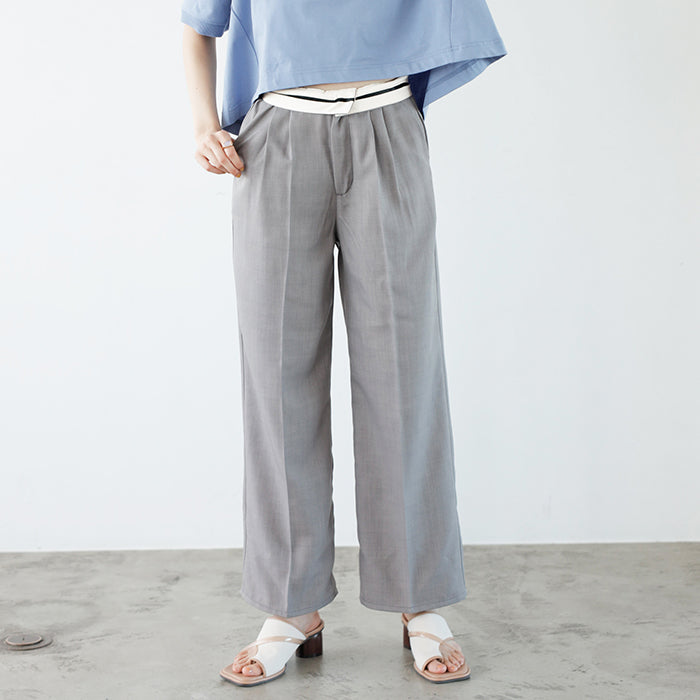 ジーラ GeeRA 2WAYハイウエストスラックスパンツ,グレー