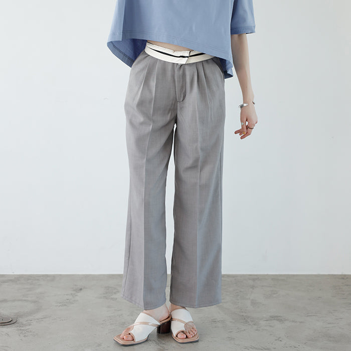 ジーラ GeeRA 2WAYハイウエストスラックスパンツ