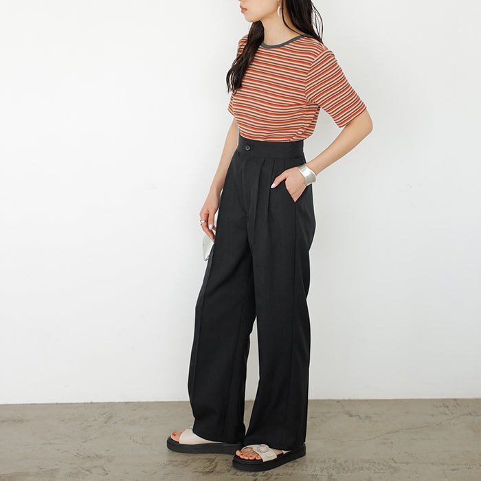 ジーラ GeeRA 2WAYハイウエストスラックスパンツ