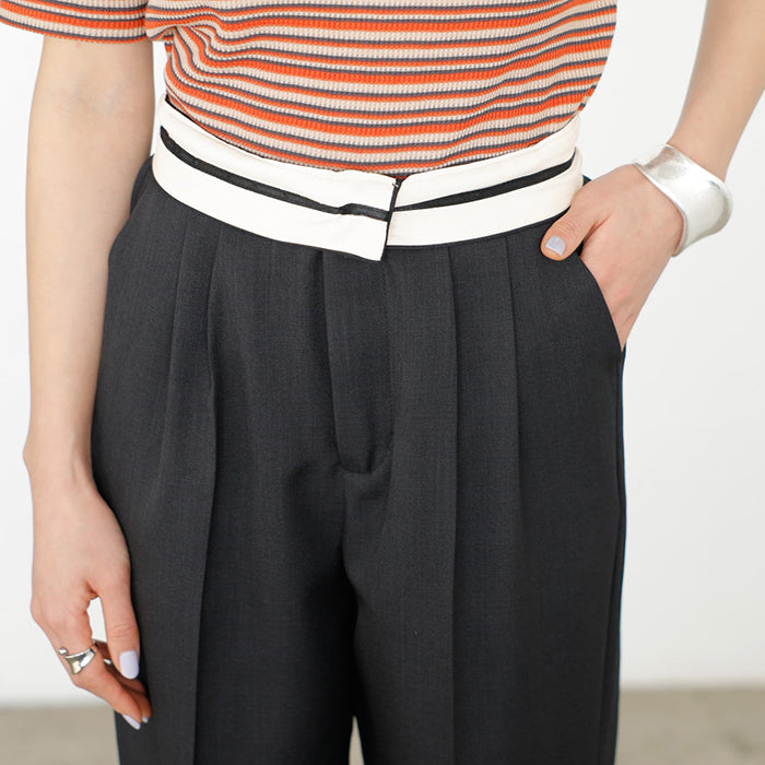 ジーラ GeeRA 2WAYハイウエストスラックスパンツ