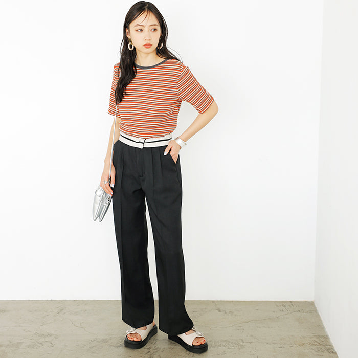 ジーラ GeeRA 2WAYハイウエストスラックスパンツ