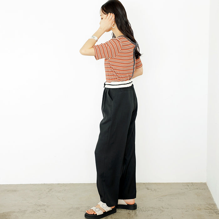 ジーラ GeeRA 2WAYハイウエストスラックスパンツ