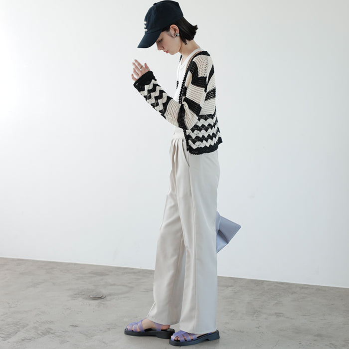 ジーラ GeeRA 2WAYハイウエストスラックスパンツ