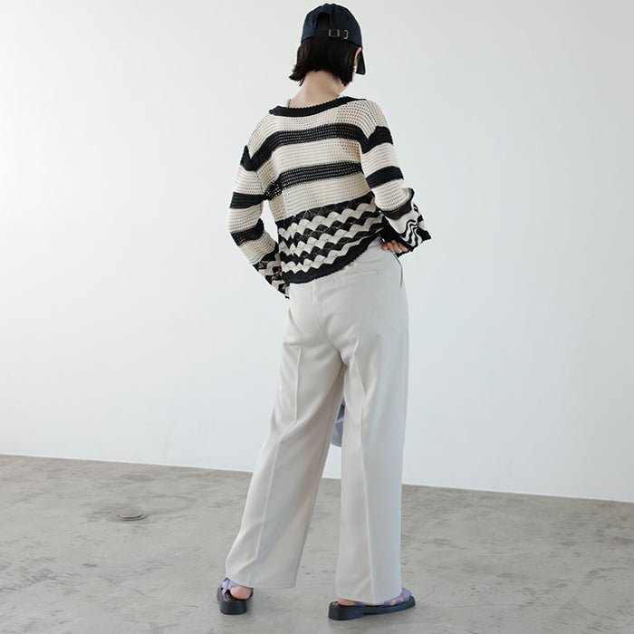 ジーラ GeeRA 2WAYハイウエストスラックスパンツ