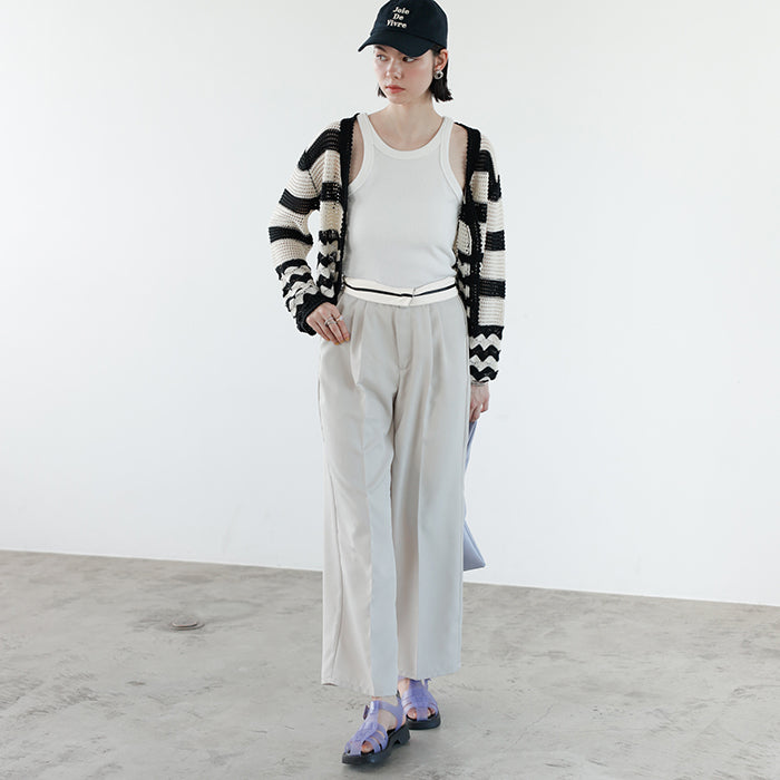 ジーラ GeeRA 2WAYハイウエストスラックスパンツ