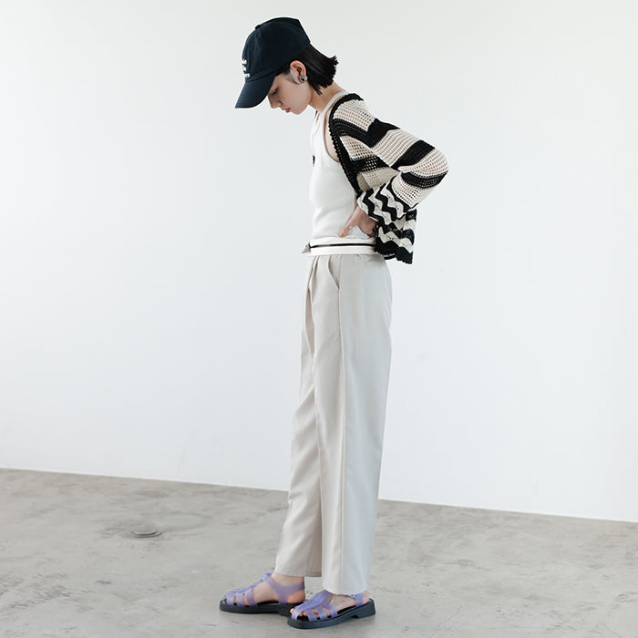 ジーラ GeeRA 2WAYハイウエストスラックスパンツ