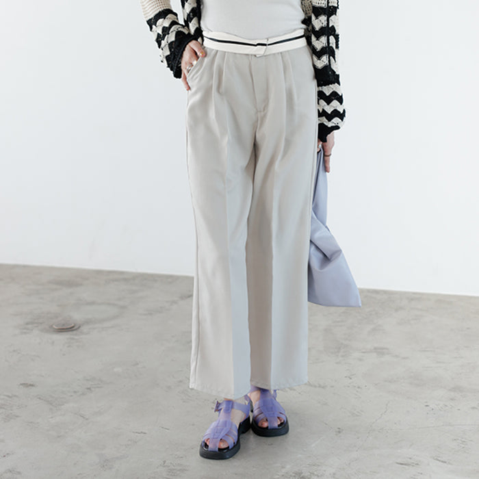 ジーラ GeeRA 2WAYハイウエストスラックスパンツ