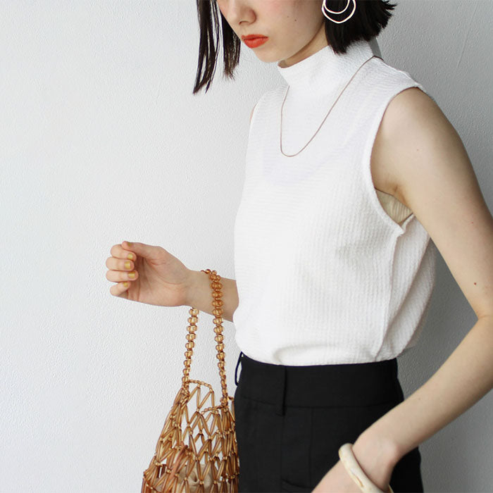 ジーラ GeeRA カットジャカードノースリーブハイネックブラウス