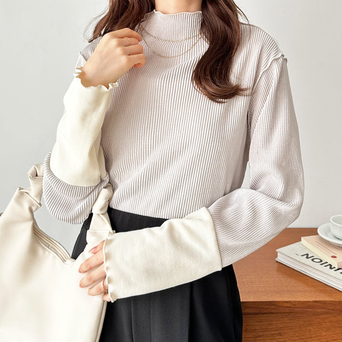 ジーラ GeeRA 異素材ドッキング配色メロープルオーバー