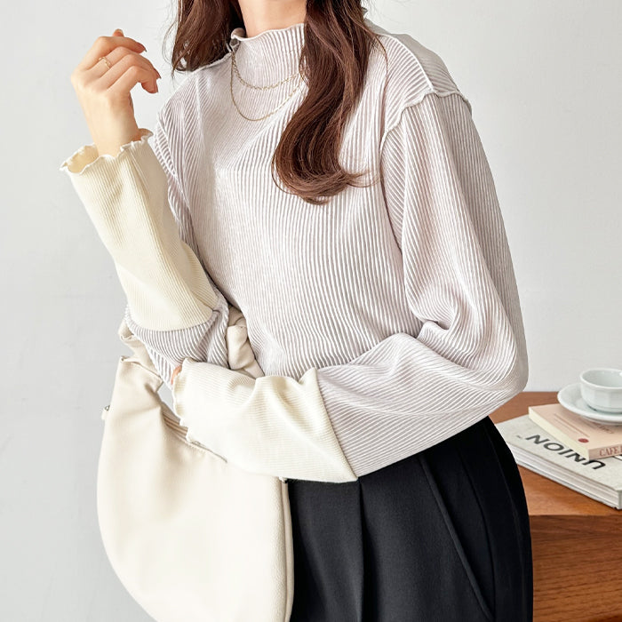 ジーラ GeeRA 異素材ドッキング配色メロープルオーバー