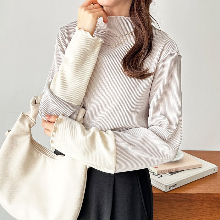 ジーラ GeeRA 異素材ドッキング配色メロープルオーバー