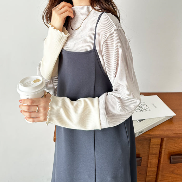 ジーラ GeeRA 異素材ドッキング配色メロープルオーバー