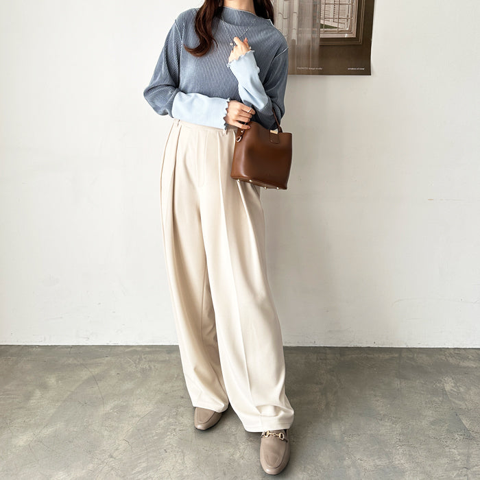 ジーラ GeeRA 異素材ドッキング配色メロープルオーバー