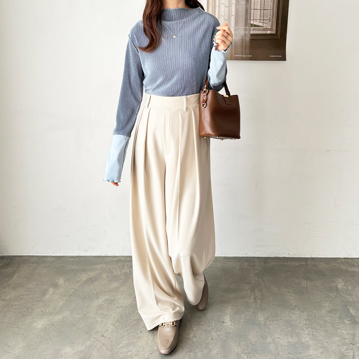 ジーラ GeeRA 異素材ドッキング配色メロープルオーバー