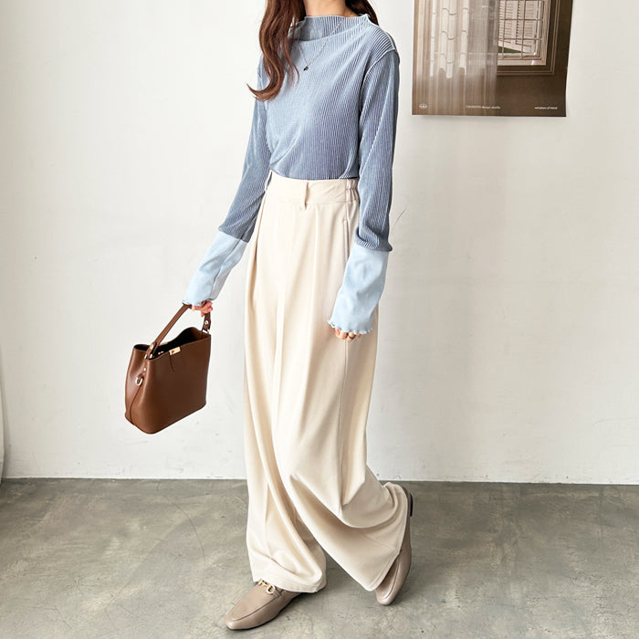 ジーラ GeeRA 異素材ドッキング配色メロープルオーバー