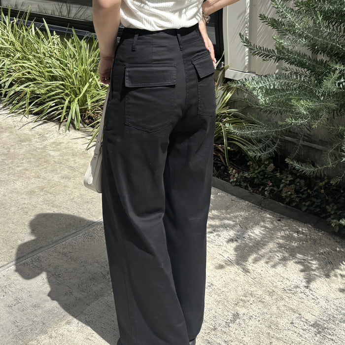 ジーラ GeeRA コットンワイドベイカーパンツ (ブラック) ブラック