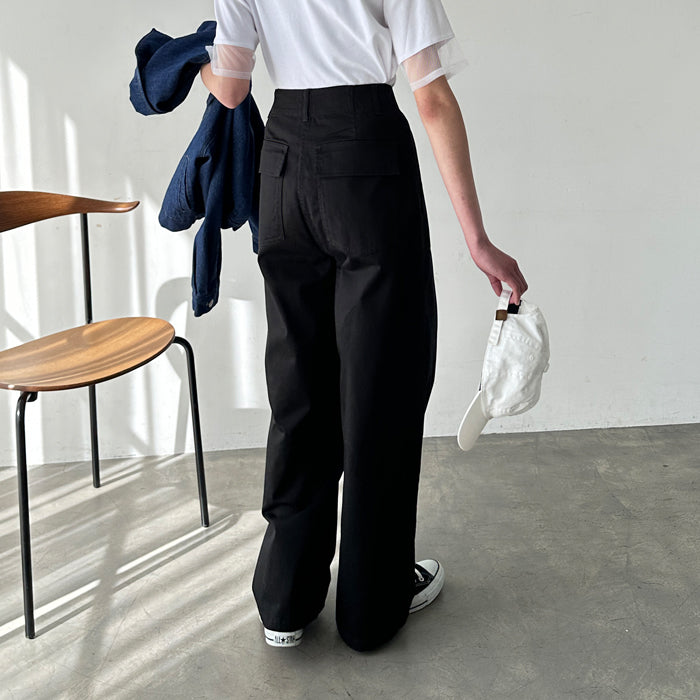 ジーラ GeeRA コットンワイドベイカーパンツ (ブラック) ブラック