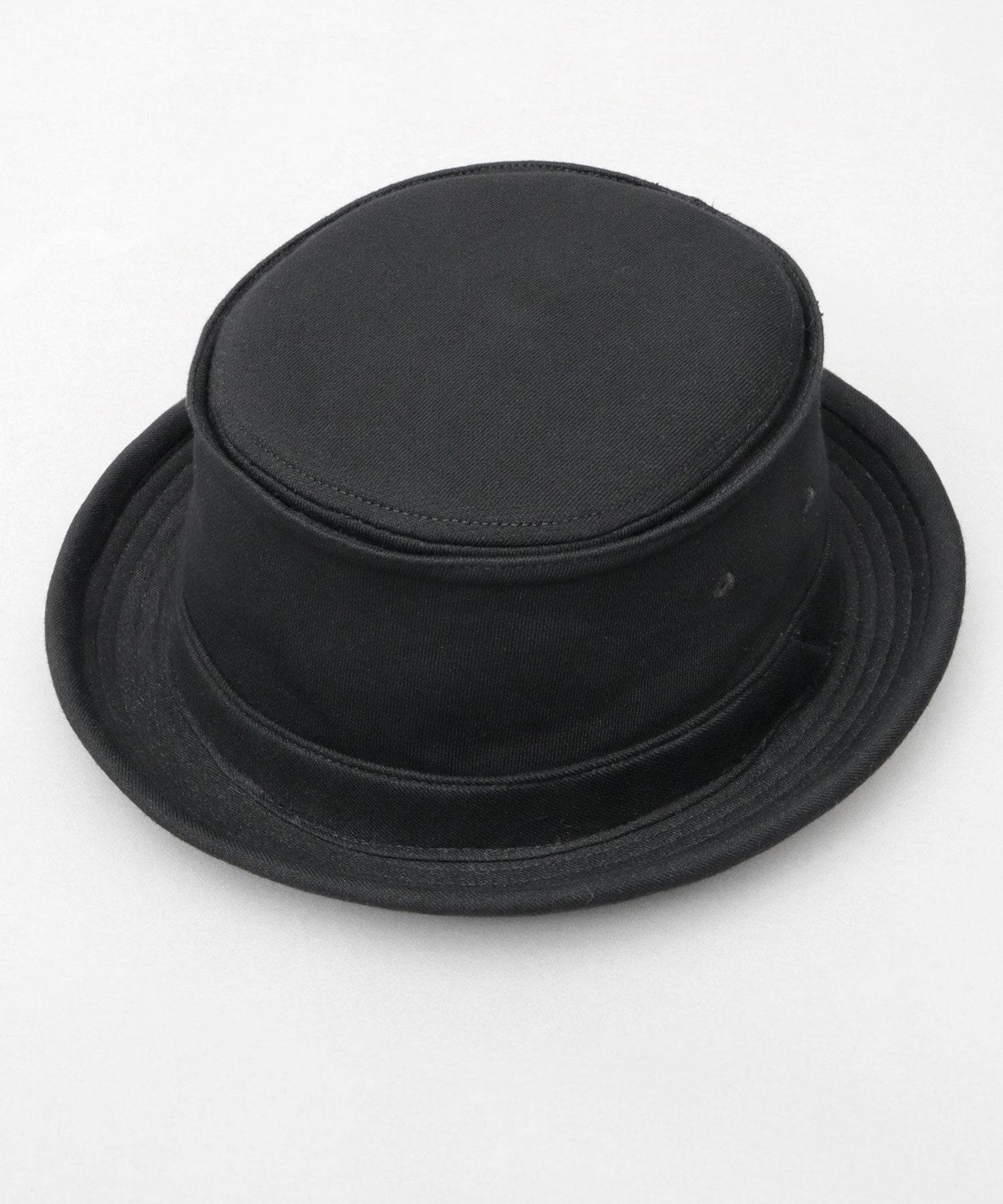 レックハッター Req Hatter ハット ポークパイハット メンズ 帽子 デニム コットン スウェット 3素材 つば短め つば 短い (ブラック-B(スウェット)) ブラック-B(スウェット)