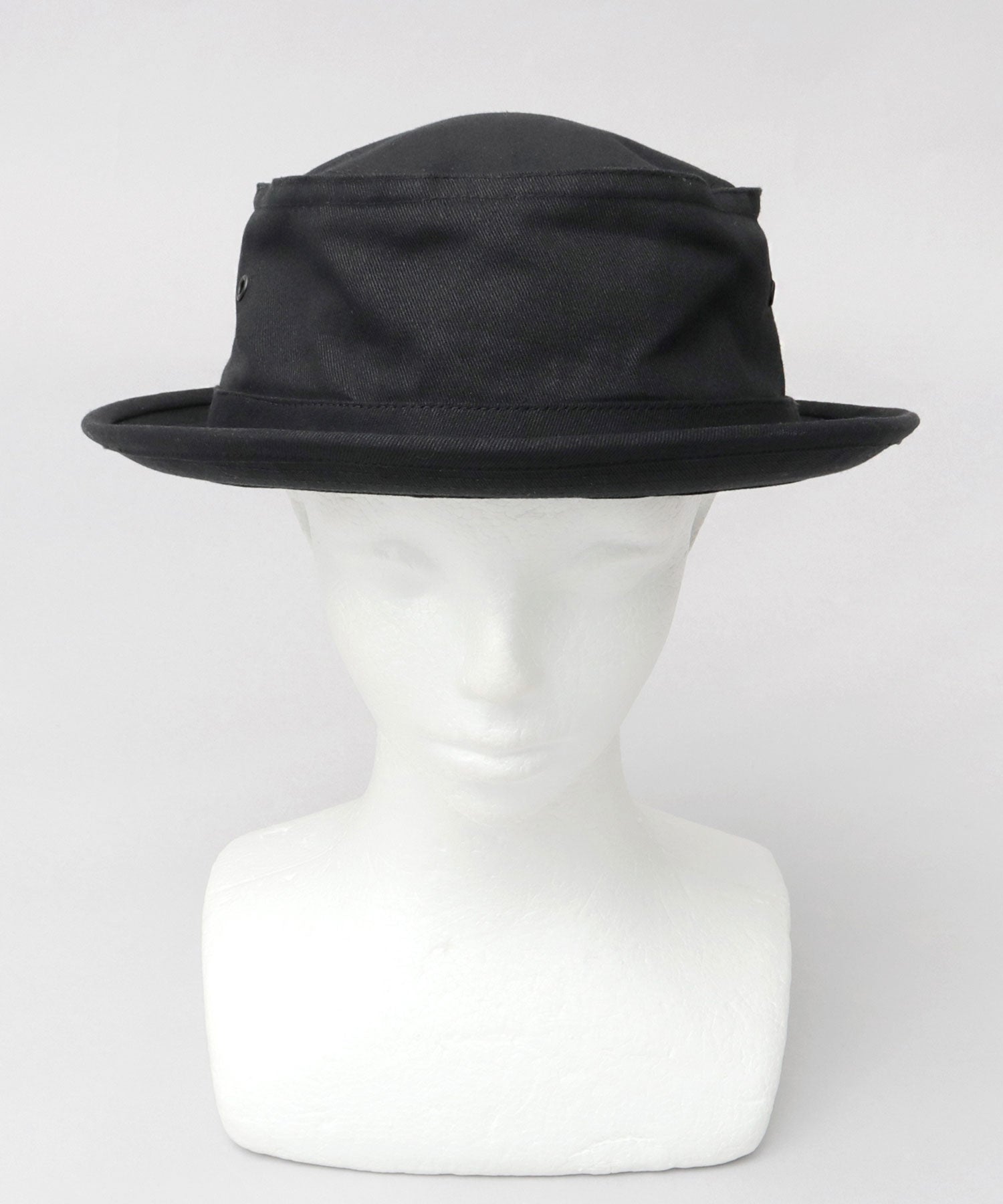 レックハッター Req Hatter ハット ポークパイハット メンズ 帽子 デニム コットン スウェット 3素材 つば短め つば 短い (ブラック-B(スウェット)) ブラック-B(スウェット)