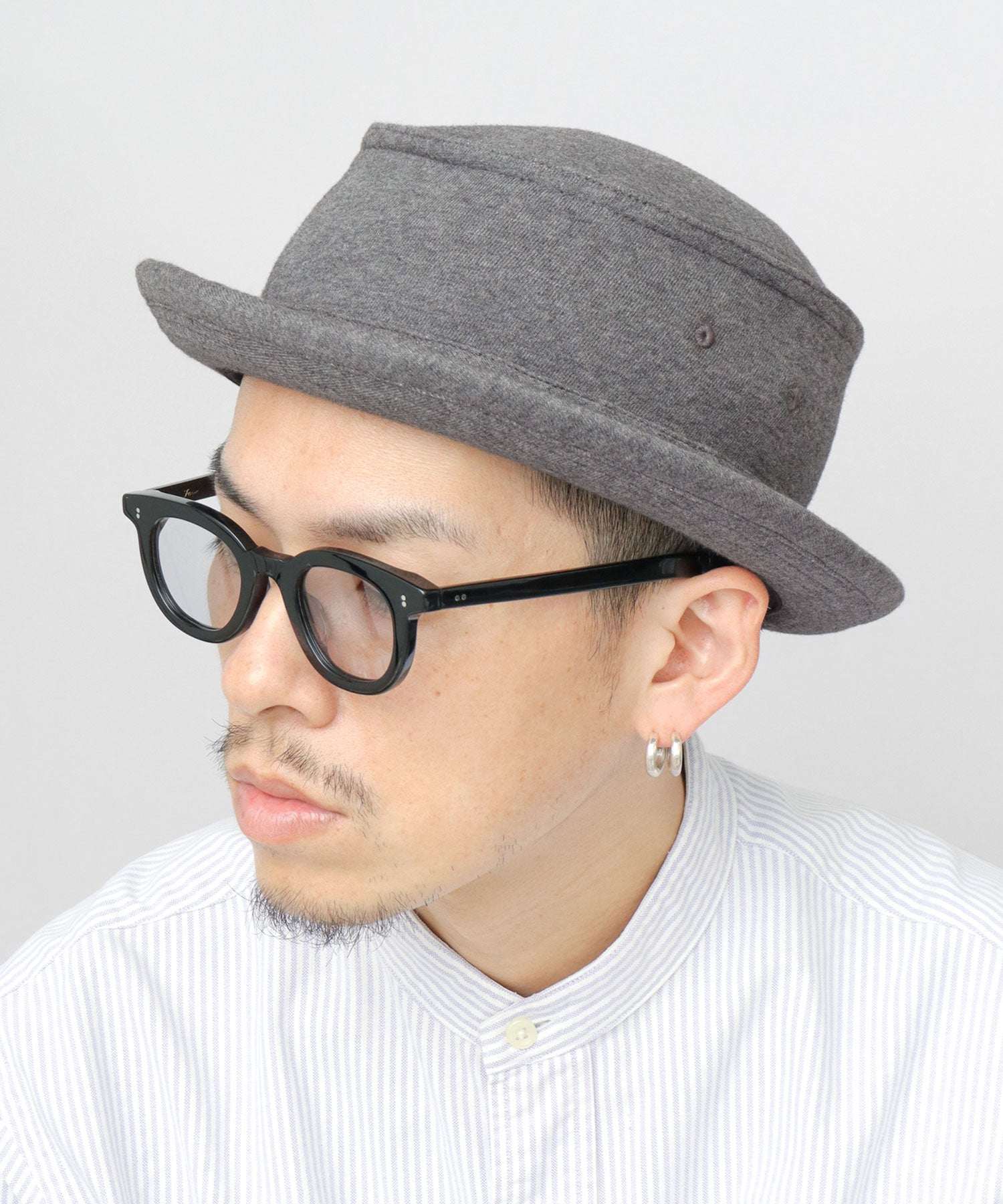 レックハッター Req Hatter ハット ポークパイハット メンズ 帽子 デニム コットン スウェット 3素材 つば短め つば 短い (グレー-B(スウェット)) グレー-B(スウェット)