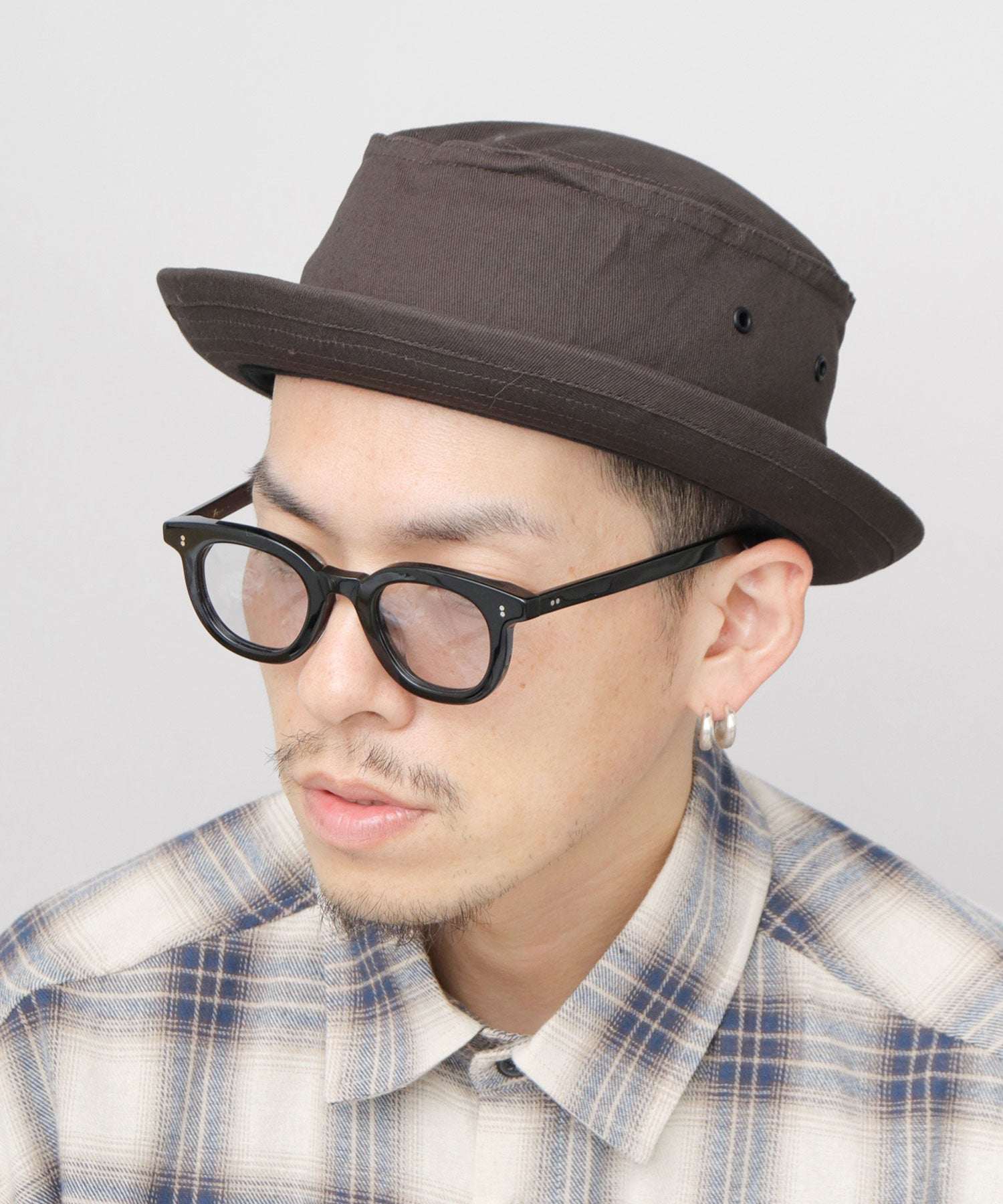 レックハッター Req Hatter ハット ポークパイハット メンズ 帽子 デニム コットン スウェット 3素材 つば短め つば 短い (グレー-A(コットン)) グレー-A(コットン)