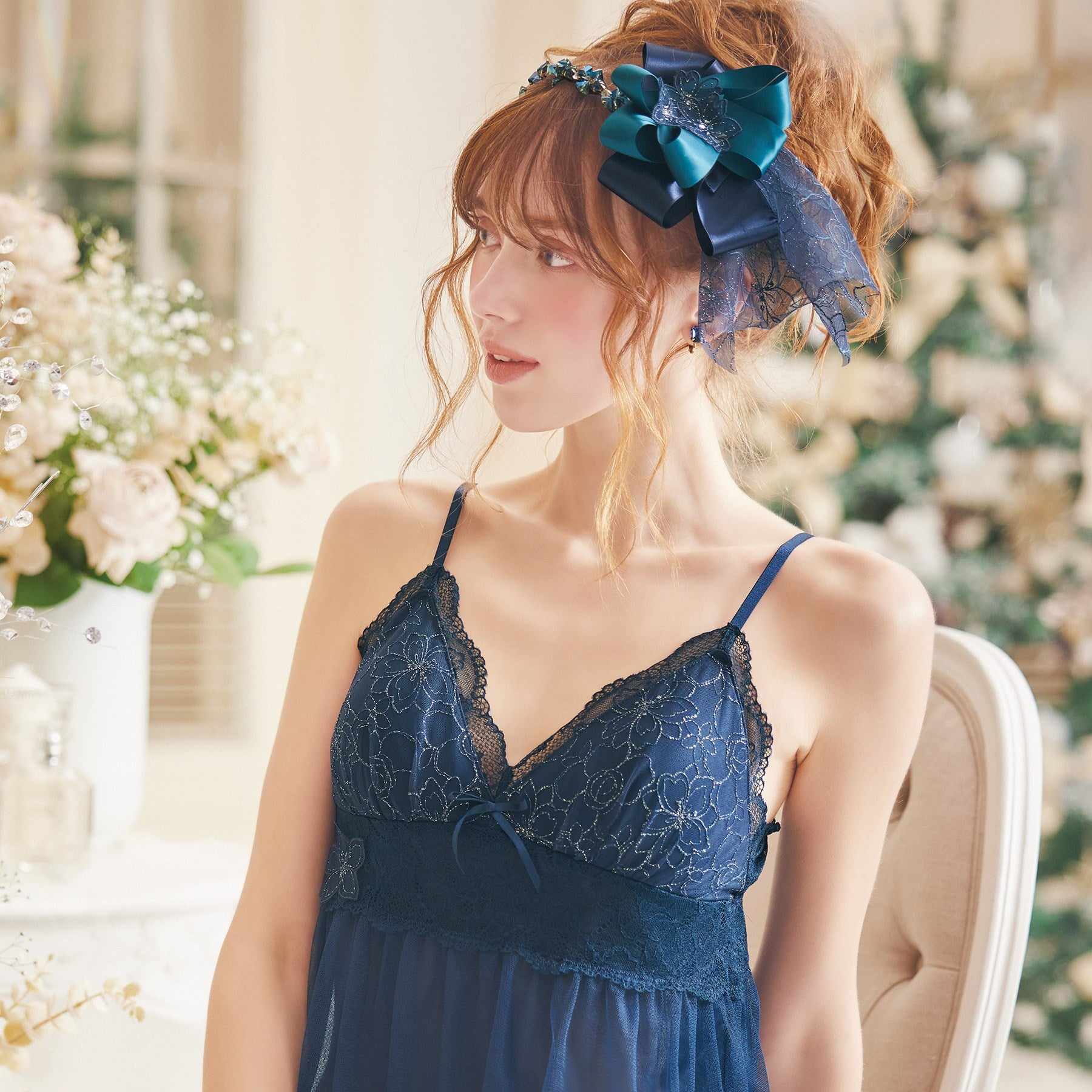 リサマリ Risa Magli ジョエル カップ付キャミソール,ネイビー(093)