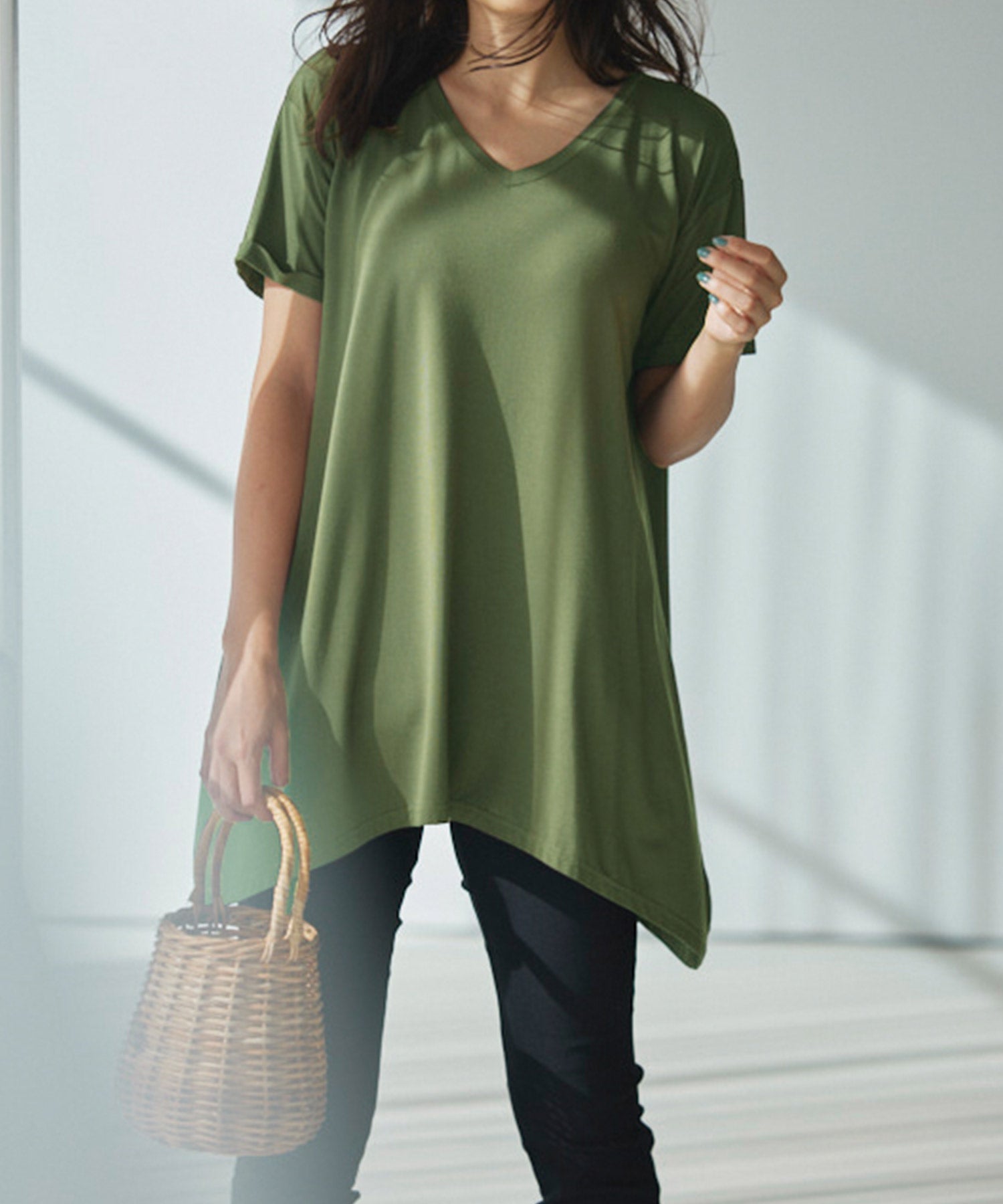 ラナン RANAN 接触冷感 ゆるシルエットVネックTシャツ