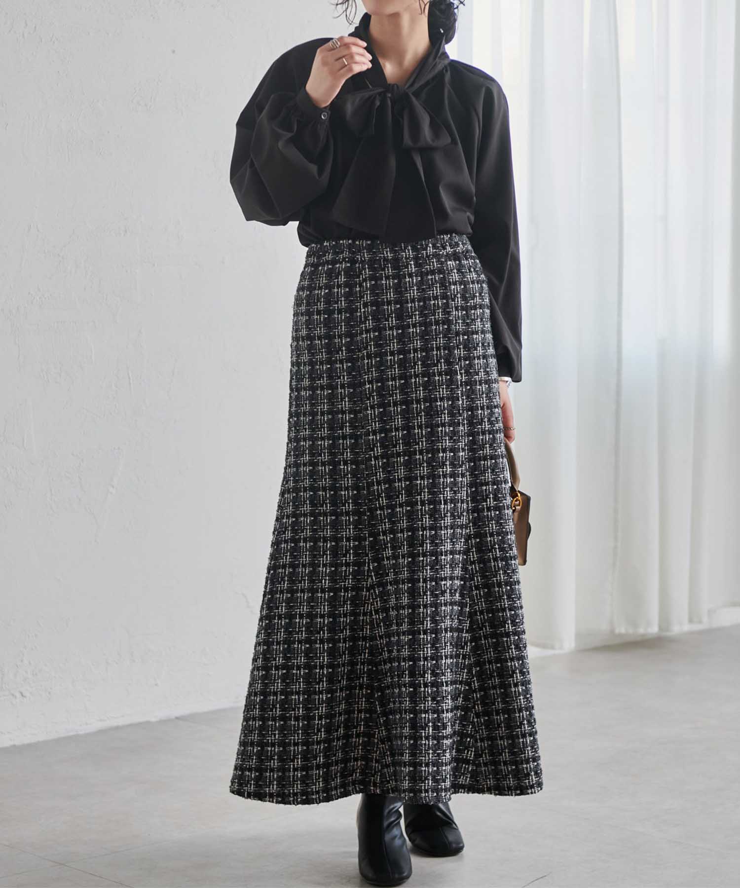 ラナン RANAN ボリュームボウタイブラウス