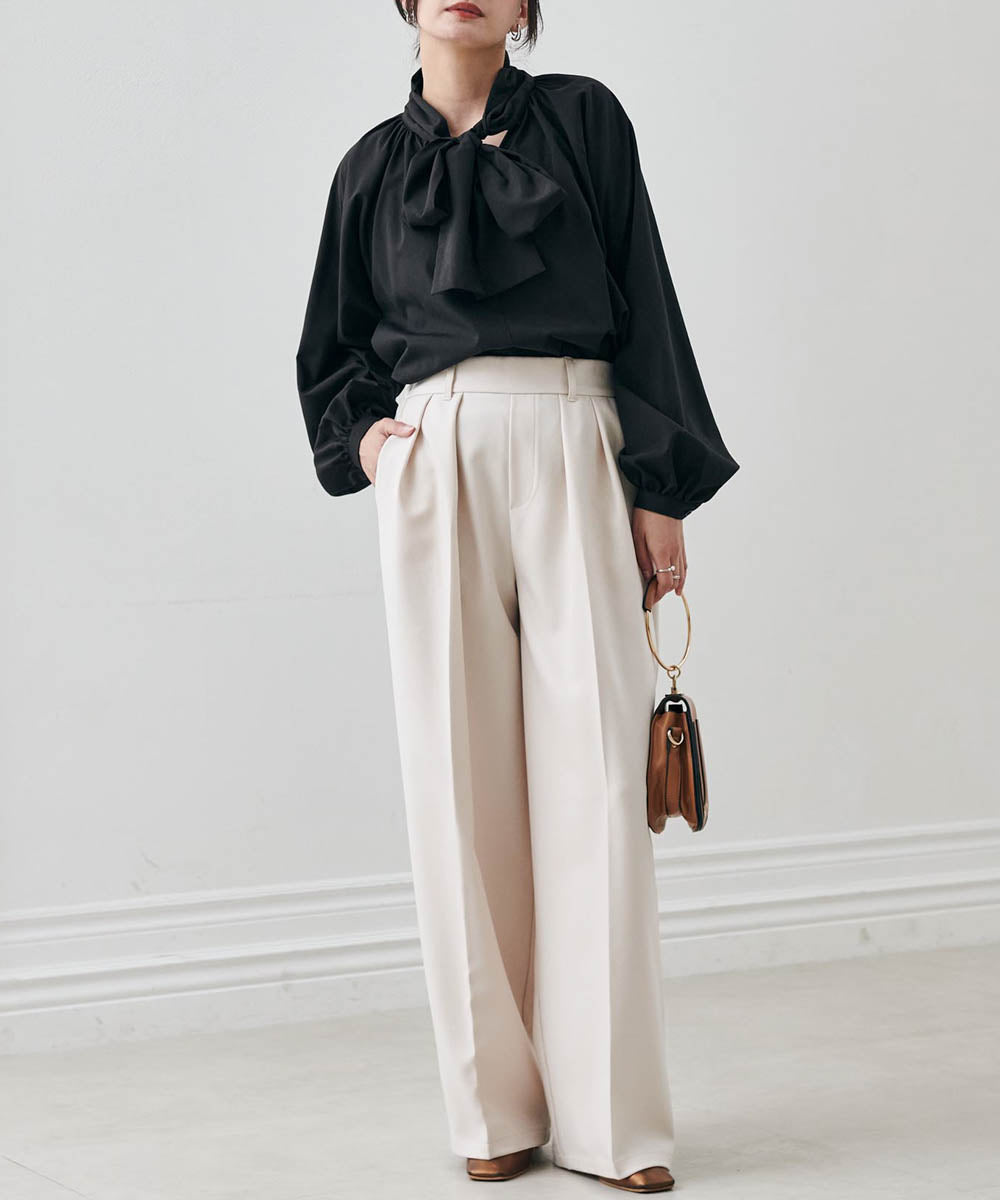 ラナン RANAN ボリュームボウタイブラウス