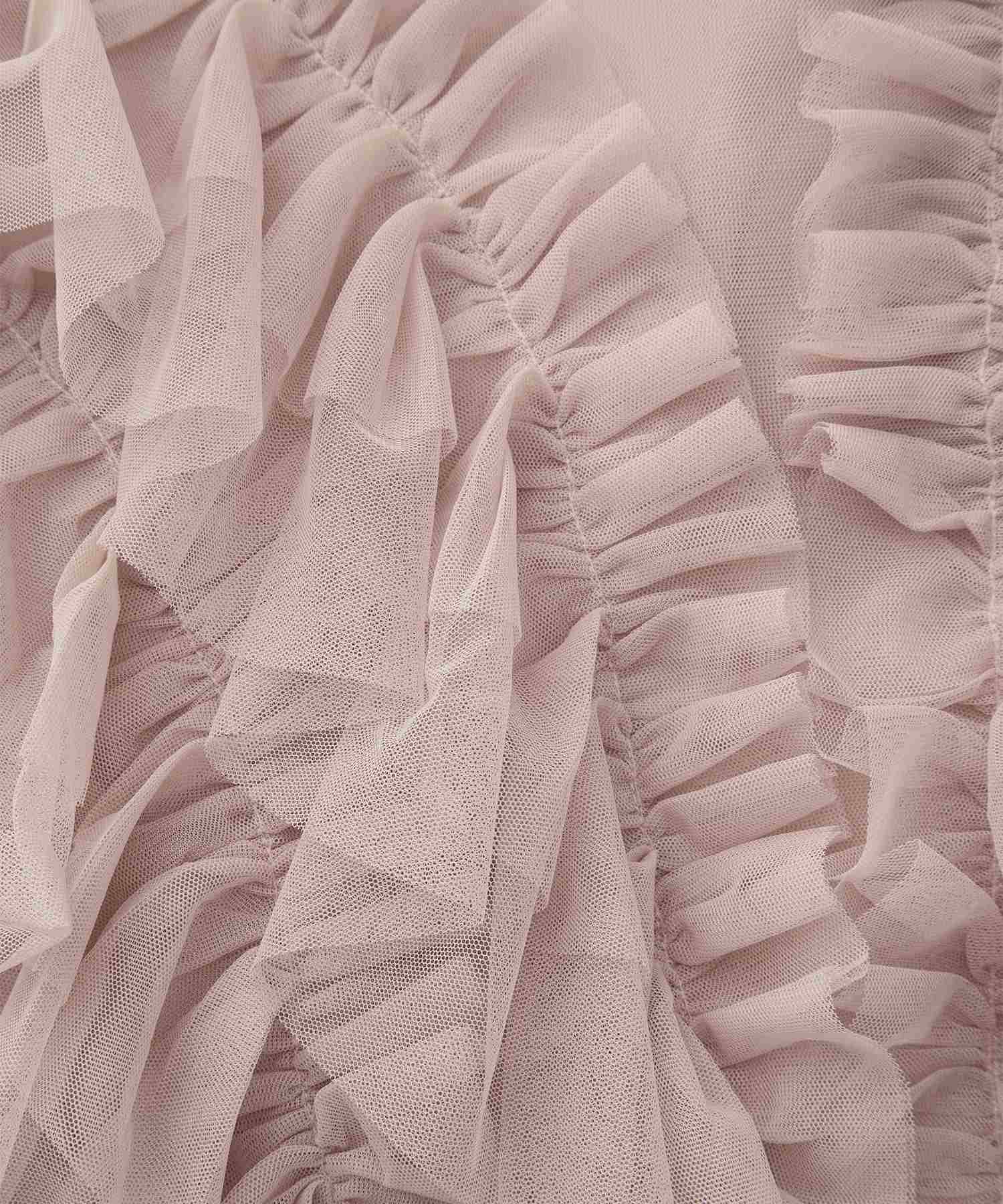 ラナン RANAN アシメフリルチュールブラウス (ピンクベージュ) ピンクベージュ