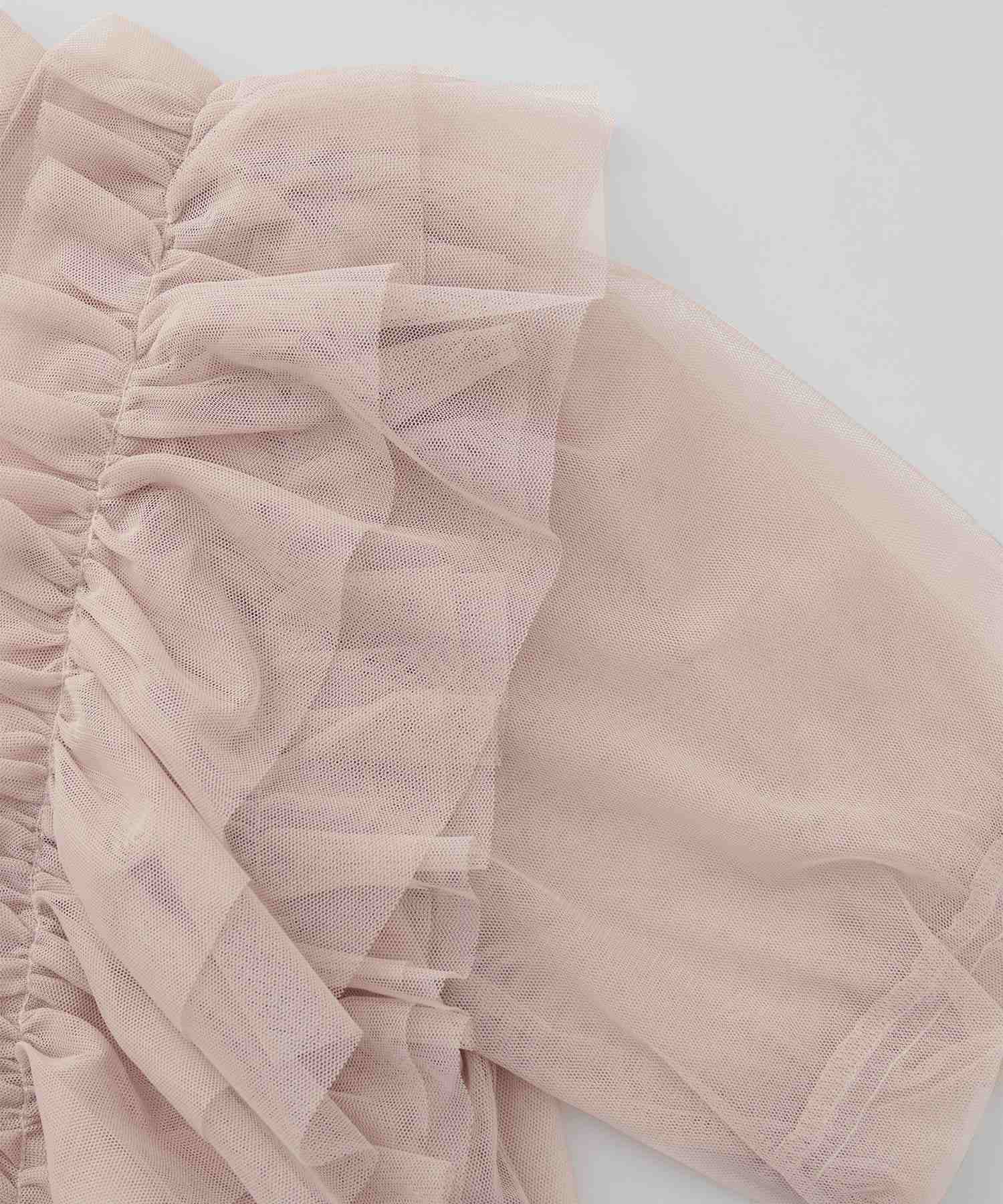 ラナン RANAN アシメフリルチュールブラウス (ピンクベージュ) ピンクベージュ