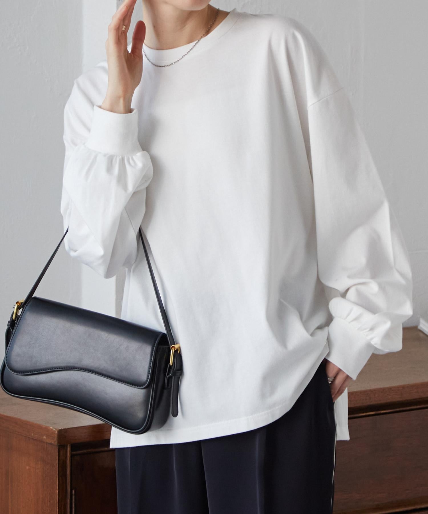 ラナン RANAN 多機能ベーシックオーバーサイズ長袖Tシャツ (ホワイト) ホワイト