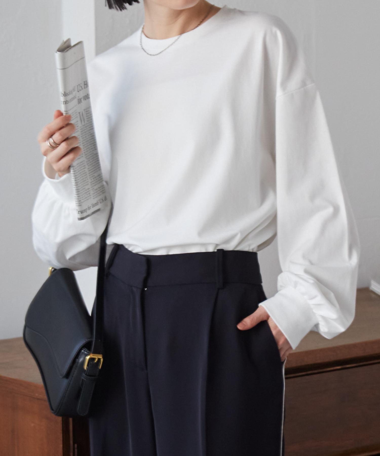 ラナン RANAN 多機能ベーシックオーバーサイズ長袖Tシャツ (ホワイト) ホワイト