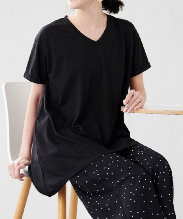 RANAN RANAN Contact Cool Feeling Loose Silhouette V-Neck T-Shirt