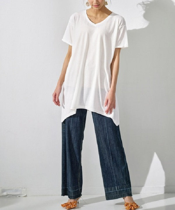 RANAN RANAN Contact Cool Feeling Loose Silhouette V-Neck T-Shirt