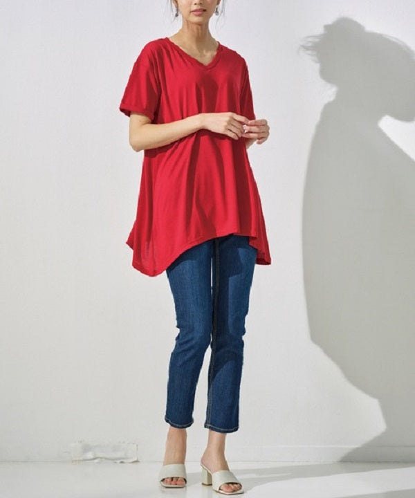 RANAN RANAN Contact Cool Feeling Loose Silhouette V-Neck T-Shirt