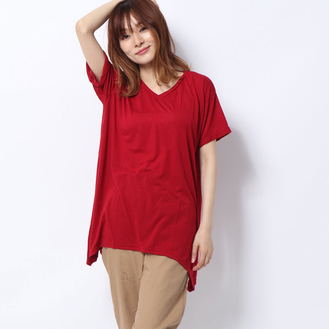 RANAN RANAN Contact Cool Feeling Loose Silhouette V-Neck T-Shirt