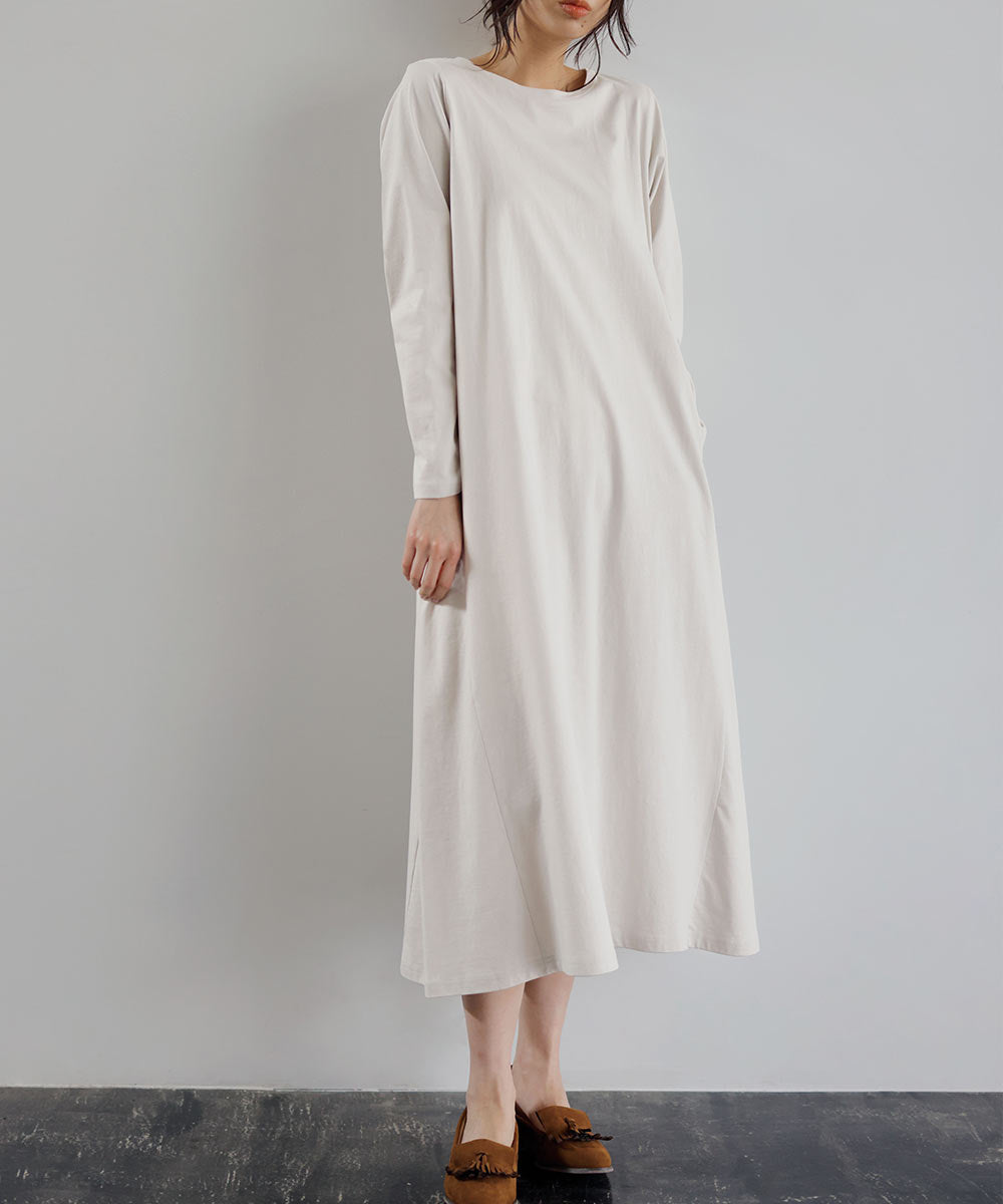 ラナン RANAN 〈BC〉ポケット付マキシワンピース (ライトグレー) ライトグレー