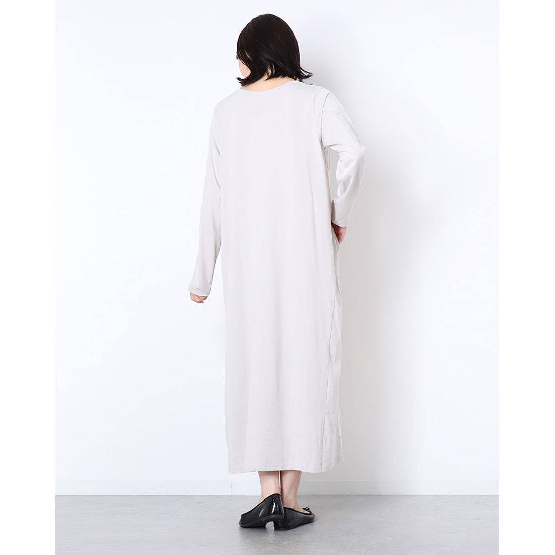 ラナン RANAN 〈BC〉ポケット付マキシワンピース (ライトグレー) ライトグレー