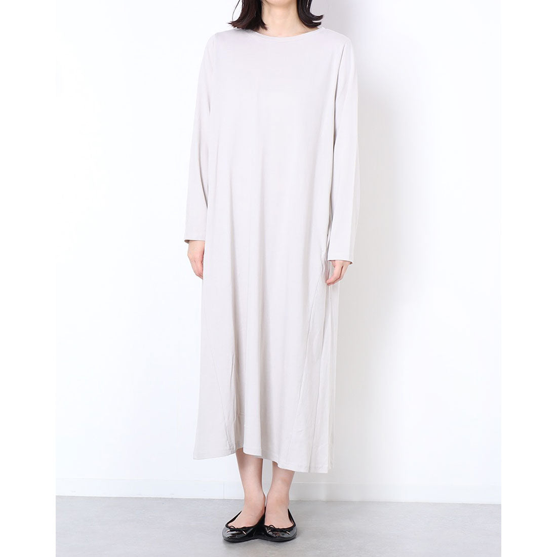 ラナン RANAN 〈BC〉ポケット付マキシワンピース (ライトグレー) ライトグレー