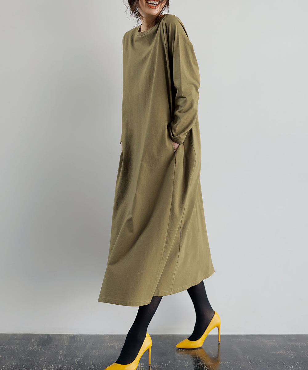 ラナン RANAN 〈BC〉ポケット付マキシワンピース (カーキ) カーキ