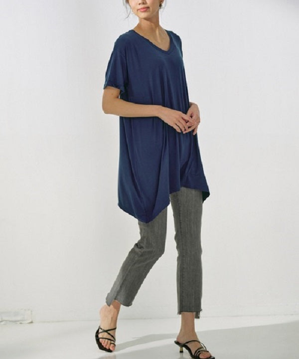 RANAN RANAN Contact Cool Feeling Loose Silhouette V-Neck T-Shirt