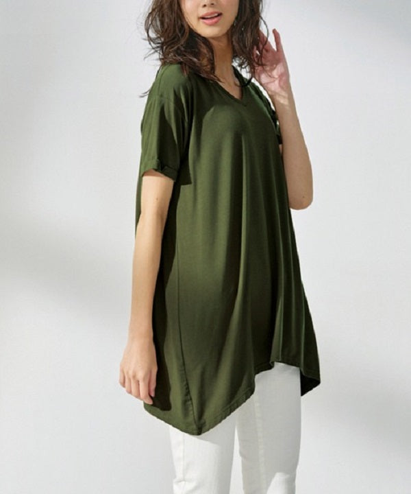 RANAN RANAN Contact Cool Feeling Loose Silhouette V-Neck T-Shirt