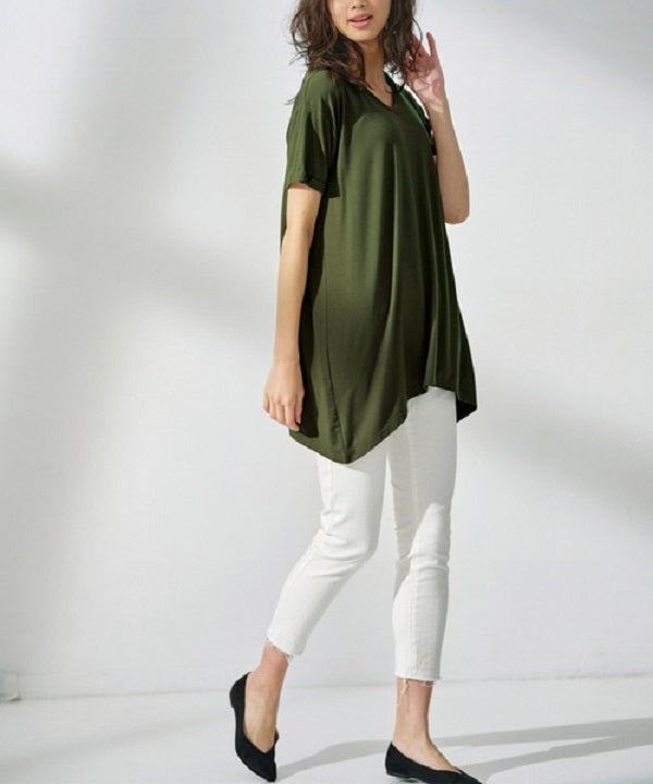 RANAN RANAN Contact Cool Feeling Loose Silhouette V-Neck T-Shirt