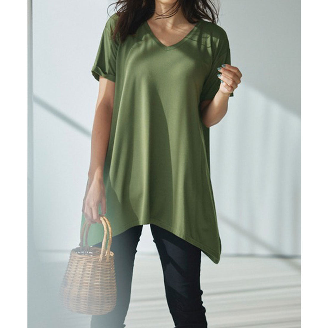 RANAN RANAN Contact Cool Feeling Loose Silhouette V-Neck T-Shirt