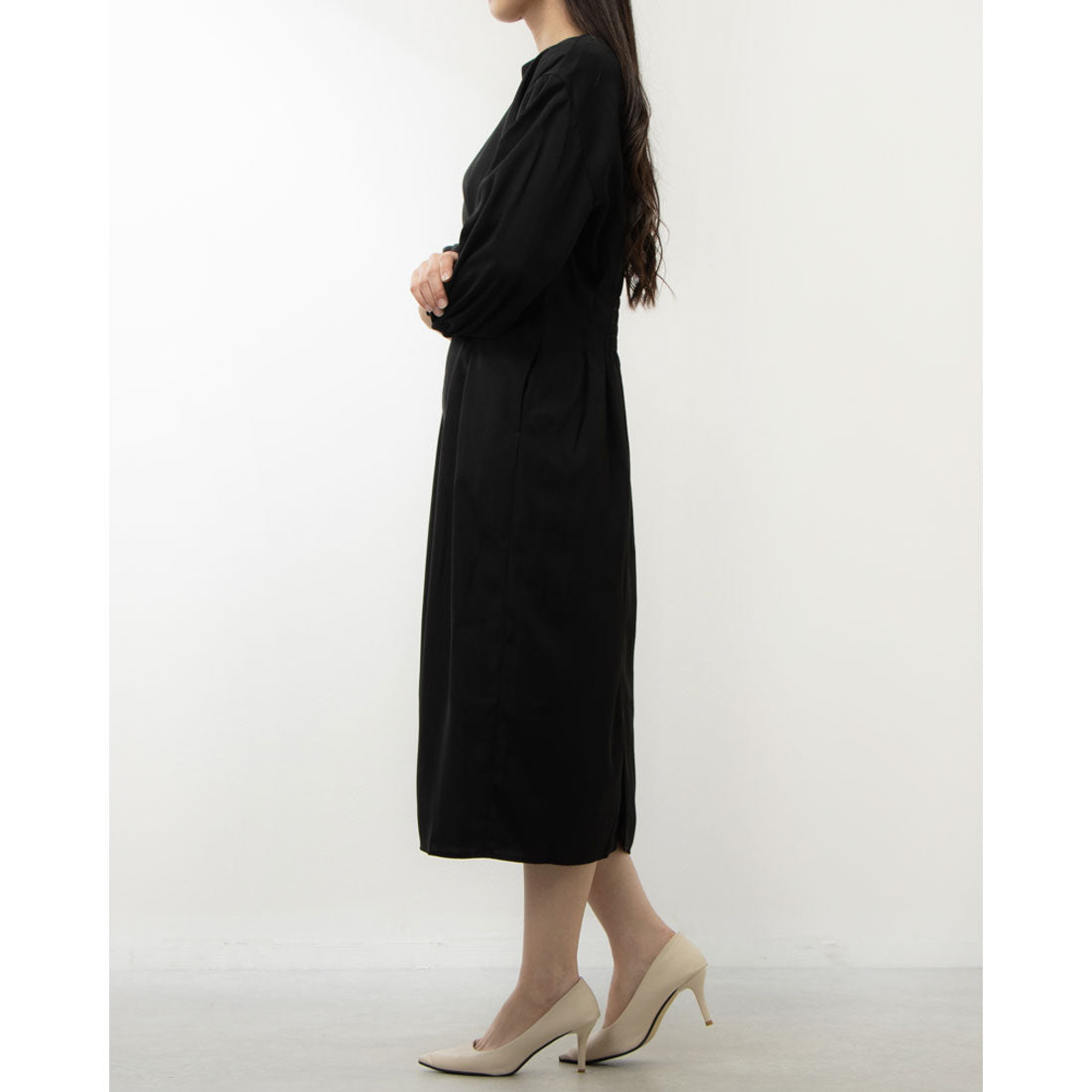 ラナン RANAN パール調タックワンピース