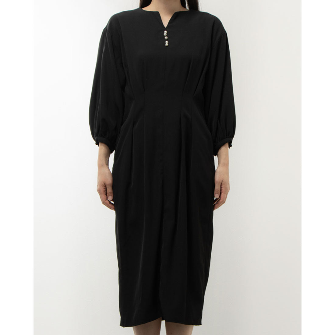 ラナン RANAN パール調タックワンピース