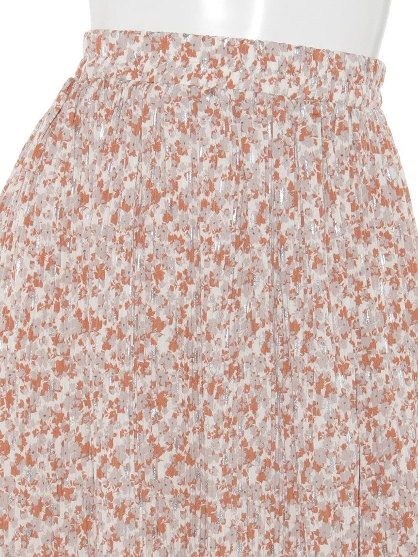 レイカズン Ray Cassin 箔プリント消しプリーツスカート (オレンジ) オレンジ