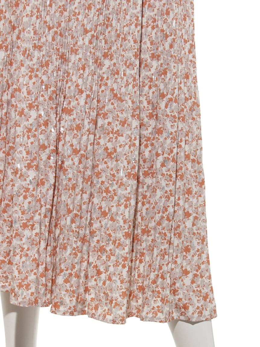 レイカズン Ray Cassin 箔プリント消しプリーツスカート (オレンジ) オレンジ
