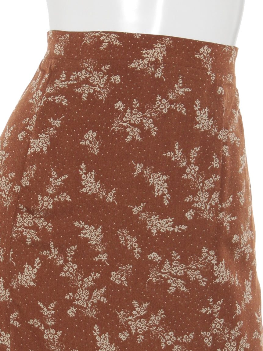 レイカズン Ray Cassin ドットフラワーナロースカート (ブラウン) ブラウン